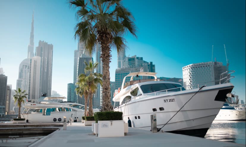Luxury yacht hosting a corporate event in Dubai