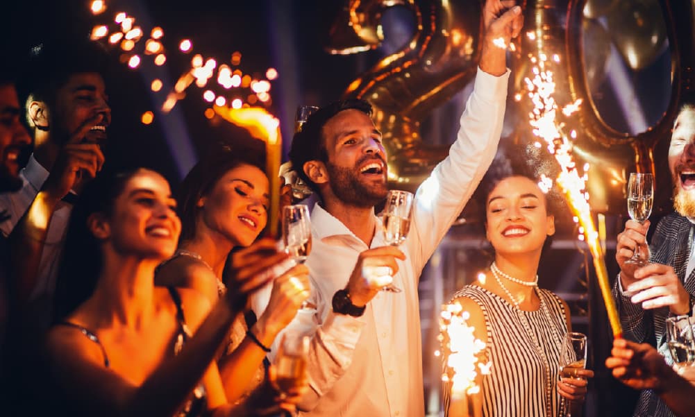 Luxury yacht with New Year's Eve fireworks in Dubai