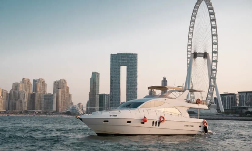 Luxury private yacht sailing through Dubai waters