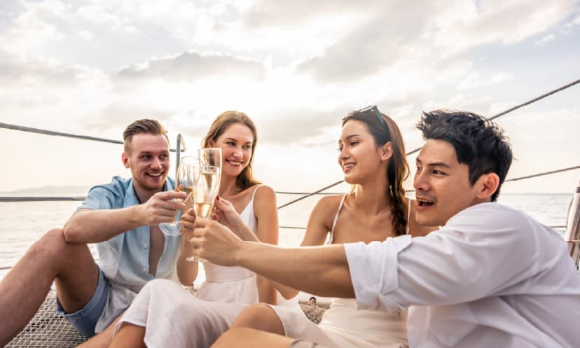 Guest boarding a private yacht in Dubai