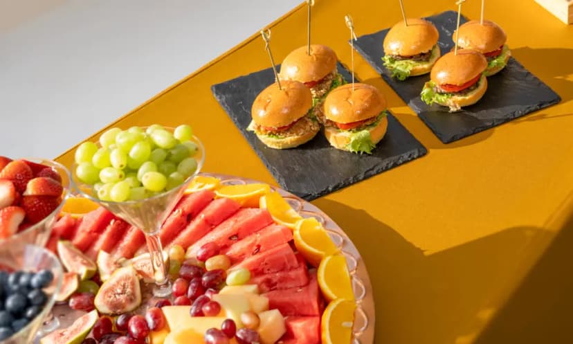 Delicious food setup during a private yacht party in Dubai